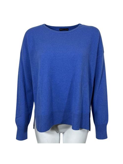 WOMEN'S CREW NECK SWEATER ASYMMETRICAL CUT BLUE ESSENTIEL STUDIO | LMD036AZZURRO